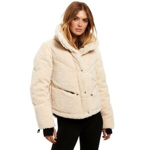 SAM. New York Sherpa Athlete Down Jacket Women's Puffer In Cream Size Small